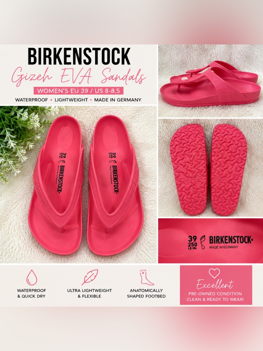 Birkenstock Women's Bright Pink EVA Flip Flop Sandals